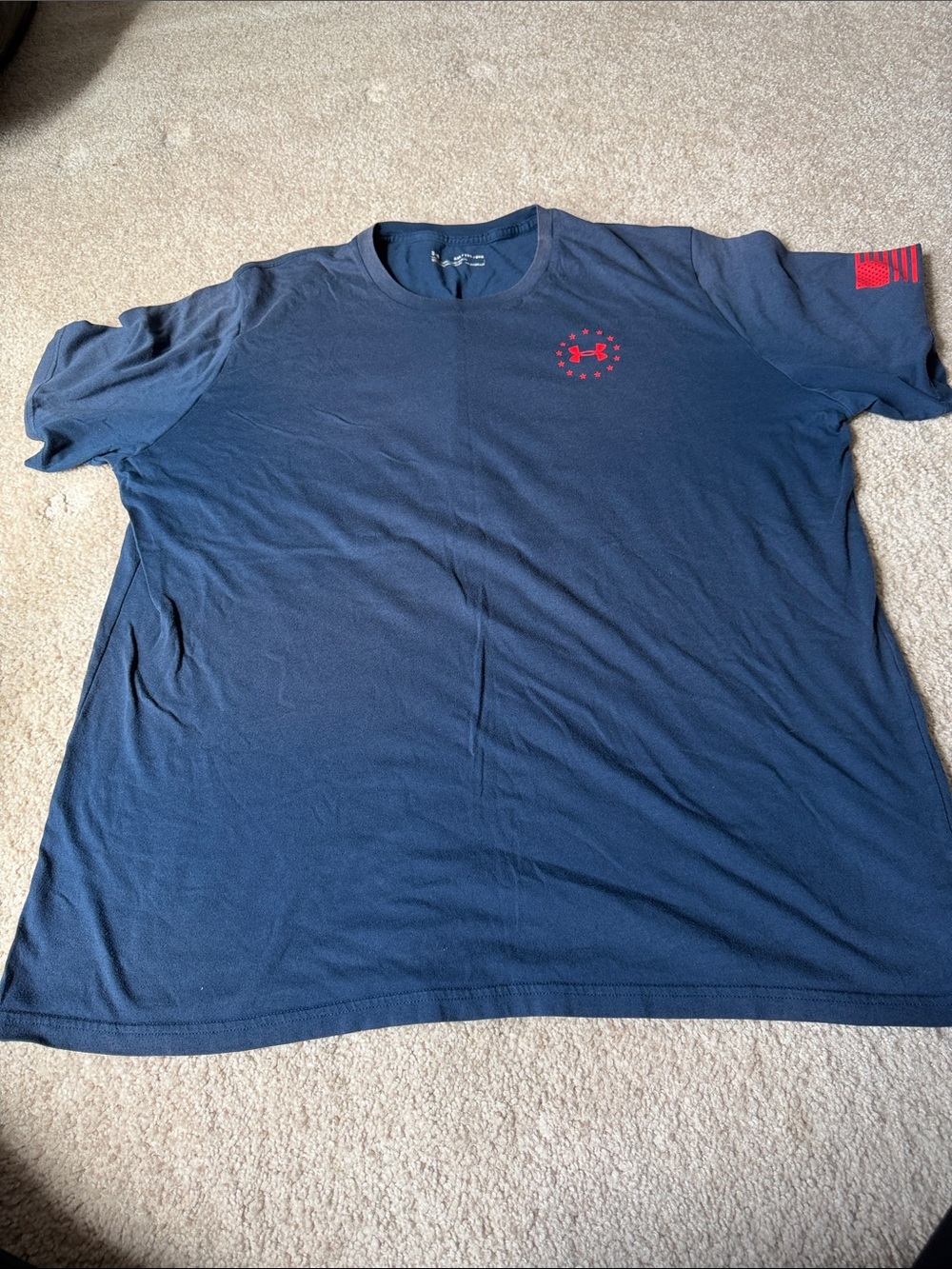 Under Armour Navy Short Sleeve Performance Tee with Red Logo Accents